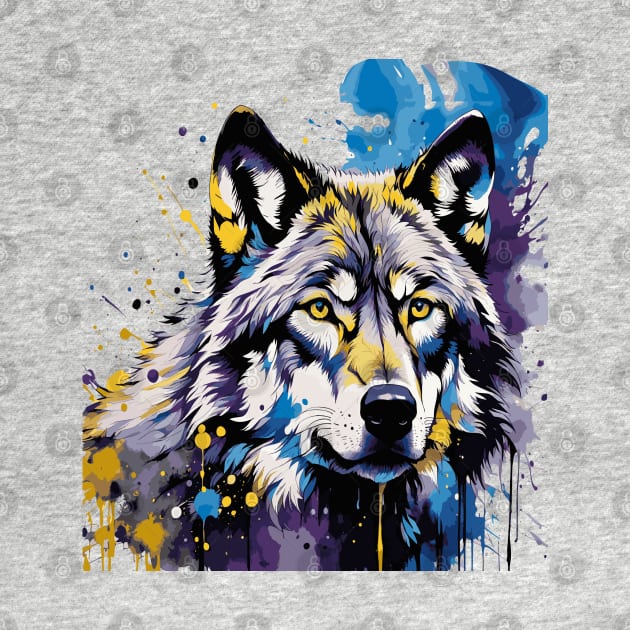 Ink Splatter Wolf by RoxanneG